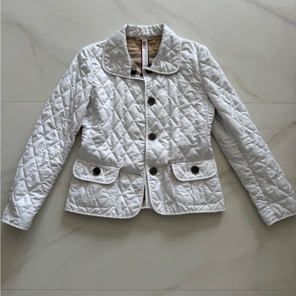 Burberry Beige and Red Quilted Fabric Jacket in size Small - Picture 15 of 15